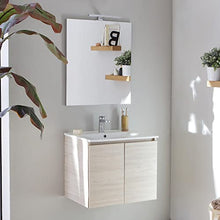 bonussi Mobile Bagno Sospeso 60 cm Lavabo e Specchio Connor Olmo Chiaro