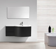 Mobile da bagno LAURANCE 1200, nero opaco - armadietto a specchio e specchio a scelta, Specchio:Senza specchio, Versione:Lavabo a destra