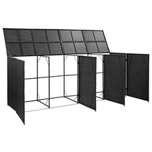 Oushome Copribidone Quadruplo Spazzatura Nero 305x78x120 cm Polyrattan
