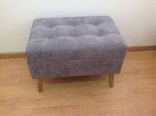 Alice 's Collection – Set di 2 Grandi Baule in MDF con Tessuto e LED in Legno – Dimensioni 60 x 406 x 39 cm e 48 x 34 x 32 cm Grey