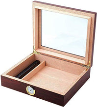 WAWAYU Portasigari, Legno di Cedro umidificatore Portatile con Copertura in Vetro, Opaca Vernice Cigar Box