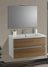 Set Mobile Lavabo Specchio LED Arredo Bagno Moderno Londra90 CERAMICHEMIRANDA-Bianco Palis.