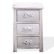 Rebecca SRL Comodino Mobiletto con 3 cassetti Bianco Grigio Shabby Chic Camera Arredo Casa (cod. RE4565)