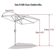 Ombrelloni Ombrello Semi Rotondo da 9 Piedi / 10 Piedi Mezzo, Manovella Verde con Struttura in Metallo, per Piccolo Terrazzo Balcone Giardino (Size : 3m×2.4m/9.8ft×7.9ft)