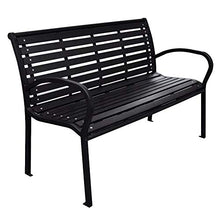 Dioche Panchina da giardino a 3 posti con schienale, 125 cm, in metallo, per esterni e terrazze, colore: nero