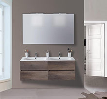 mazzoni Mobile da Bagno Sospeso 120cm Maiorca Light Doppia Vasca Grigio Frassinato