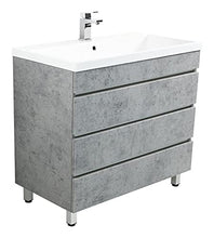 Mobile bagno a terra Via 90 grigio cemento , 3 cassetti senza maniglie