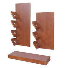 Set 2x portabottiglie e mensola Mons T876 legno eucalipto per 7 bottiglie