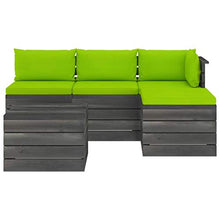 FAMIROSA Set Divani da Giardino su Pallet 5 pz con Cuscini Massello Pino-1802