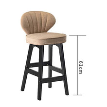 Ljings - Sgabello moderno quadrato in legno, con gambe da banco e schienale imbottito, per cucina pub, bar, cachi, lino