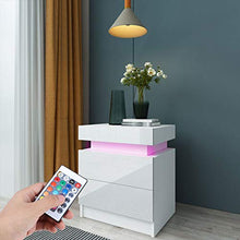HYM Comodino A LED Coloful LED Bedsideside-Table Grande capacità Armadio con 2 Cassetti per Camera da Letto