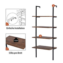 Mensola a 4 animali, da parete, in metallo, stile vintage, industriale, nero, 153 x 60 x 35 cm