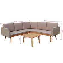 SKM Set Divani da Giardino 4 pz con Cuscini in Polyrattan Grigio (44kg)