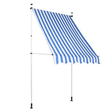 Pissente - Parasole retrattile impermeabile per finestra, impermeabile, anti-UV, tenda da giardino a scomparsa, per balcone, patio, giardino, 4 x 1,2 m (blu e bianco)