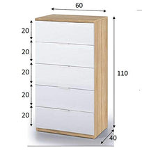 iperbriko Cassettone cassettiera Camera Bianco Rovere cm 60 x 40 x 110 h