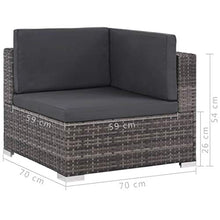 vidaXL Divano Set da Giardino 16 pz in Polyrattan Grigio Sofà Salotto Esterni