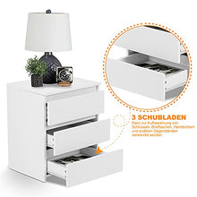 EBTOOLS - Comodino bianco con 3 cassetti in legno, 45 x 38,2 x 56 cm