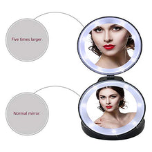 MDSQ Specchio Cosmetic Nuovo Specchio Tondo Triplo A LED for Il Trucco Specchio for Il Trucco ABS Materiale Lente d'Ingrandimento Portatile Specchio di Bellezza Nero