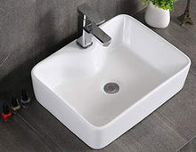 1 lavabo in ceramica rettangolare con foro per rubinetto, 48 x 37 cm