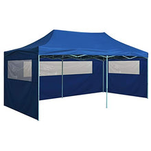 vidaXL Gazebo Professionale Pieghevole con 4 Pareti Finestre Trasparenti Tendone Tenda per Feste da Giardino 3x6m in Oxford PVC e Acciaio Blu