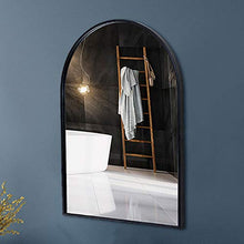 Bathroom mirror Specchio da Bagno ad Arco Rotondo/Specchio Decorativo da Parete / 60 X 90 cm - Cornice in Metallo Nero/Adatto per Bagno, Soggiorno, Hotel