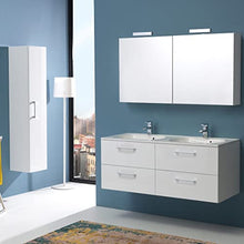 Kiamami Valentina Mobile Bagno Classico 120CM 4 CASSETTI Doppio LAVABO Bianco Lucido | Boston