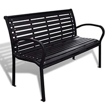 EBTOOLS - Panca da giardino a 3 posti, per esterni deluxe, resistente alla corrosione, in legno, con struttura in acciaio, struttura solida per parcheggio, giardino, 124,5 x 61 x 81 cm