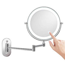 LYHY Specchio cosmetico 10 Volte Montaggio a Parete Touchscreen a LED Specchio per Il Trucco dimmerabile Specchio per Barba Specchio ingranditore Specchio per Il Trucco Girevole a 360 °, Pieghevole