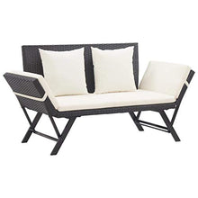 Tidyard Panchina da Giardino con Cuscini 176 cm Nera in Polyrattan, Panchina da Giardino, Panchina da Esterno