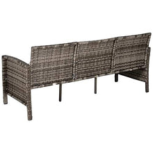 XYAN Divano 3 Posti da Esterni in PE Rattan con Cuscini a Righe Grigio 173x68x78cm