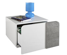 Composad Comodino con cassetto Lucido e Color, Metallo, Cemento/Laccato Bianco, 1