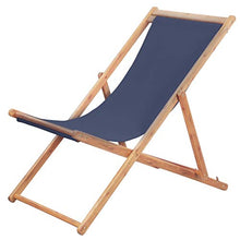 vidaXL Sdraio Pieghevole in Legno e Tessuto Blu Sedia da Spiaggia Prendisole