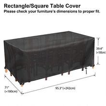 YUYO Copritavolo Tavolo da Esterno Impermeabile Copri tavolo e Sedie da Esterno Robusto Copertura Mobili Giardino Rettangolare - 242x182x100CM, Nero