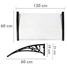 PrimeMatik - Pensilina 120x60cm in policarbonato per Porta o Finestra per Esterno Nero