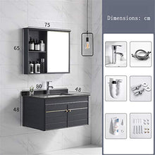Set di Mobiletti Specchio e Lavabo Mobile da Bagno Combinazione Tavola da Parete Tavola da Parete Piccolo Apartment Apartment Vanity Specchio Armadio (Color : Black, Size : 48x80x48cm)