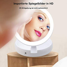 Specchio cosmetico pieghevole a forma di craveoke con illuminazione a LED, compatto da viaggio, con ingrandimento doppio e 10x, colore: bianco