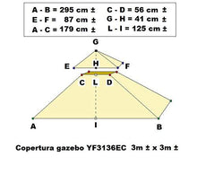 YF3136EC COPERTURA PER GAZEBO 3m x 3m YF3236B - NO STRUTTURA