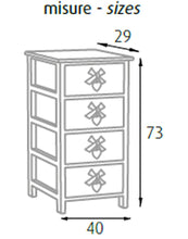 King Home C656114 Cassettiera 4 Cassetti con Cuore Washed in Legno di Paulownia, Bianco