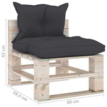 vidaXL Divano Centrale da Giardino Pallet con Cuscini in Legno di Pino
