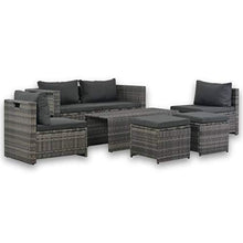 SKM Set Divani da Giardino 6 pz con Cuscini in Polyrattan Grigio (51.3kg)