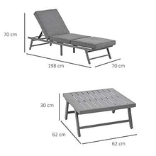 Outsunny Set con 2 Divani da Esterno con Schienale Reclinabile e 1 Tavolino da Giardino, Metallo e Poliestere, Grigio
