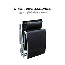 miozzi Sdraio Prendisole Relax Reclinabile Pieghevole in Metallo 137x63.5x100.5 cm Nero