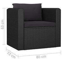 SKM Poltrona con Cuscini in Polyrattan Nero