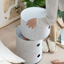 LICHUAN comodini nordico comodini, comodino rotondo a 3 ripiani in plastica, comodino modulare con anta scorrevole, comodino per camera da letto, bagno, ufficio, facile da montare