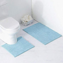 Tappeto Tappetino da bagno Set da bagno in due pezzi rettangolare a forma di U Indossabile per il bagno(Blue-green)