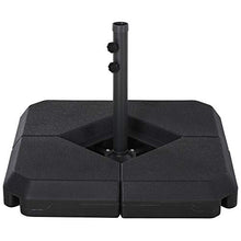 Outsunny Base per Ombrelloni con Palo Centrale, 4 Mattonelle in Plastica Nera da Riempire con Acqua o Sabbia 80x80x50cm
