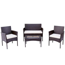 Set di mobili da giardino in polyrattan, per 4 persone, divano e tavolo, con cuscino per il giardino, balcone e terrazza