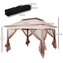 Outsunny Gazebo da Giardino con Zanzariera Impermeabile Richiudibile Telo in Tessuto di Poliestere 325×325cm