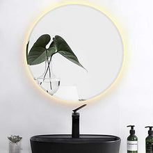 MUPAI Specchio bagno rotondo a parete, con specchio luminoso a LED, con interruttore tattile e funzione nebbia, diametro 60 cm / 70 cm / 80 cm (Bianco caldo, 60cm)
