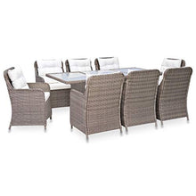 SKM Set da Pranzo da Giardino 9 pz in Polyrattan Marrone (133.7kg)